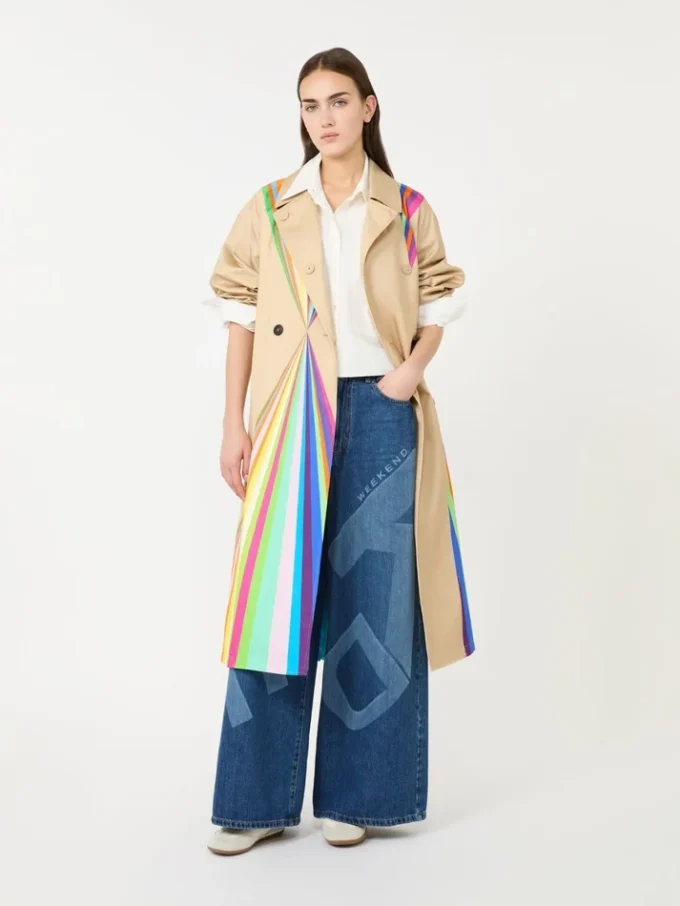 Gabardina de algodón repelente al agua con estampado arcoíris, multicolor Gabardina de algodón repelente al agua con estampado arcoíris, multicolor