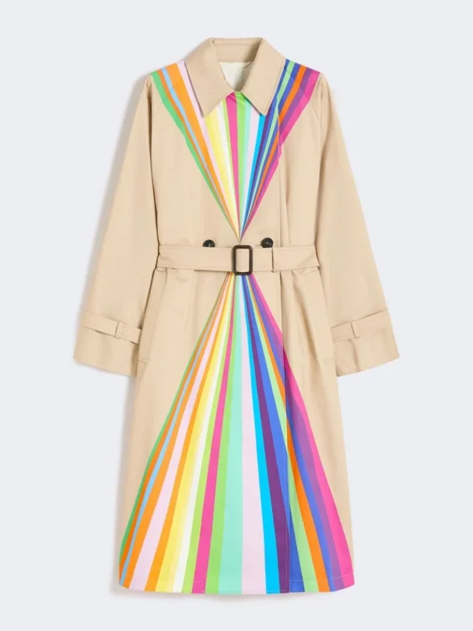 Gabardina de algodón repelente al agua con estampado arcoíris, multicolor Gabardina de algodón repelente al agua con estampado arcoíris, multicolor