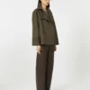 Gabardina de algodón repelente al agua de doble botonadura, verde Gabardina de algodón repelente al agua de doble botonadura, verde