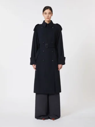 Gabardina de gabardina de lana repelente al agua, azul ultramar
