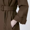 Gabardina de sarga repelente al agua con cinturón, color chocolate Gabardina de sarga repelente al agua con cinturón, color chocolate