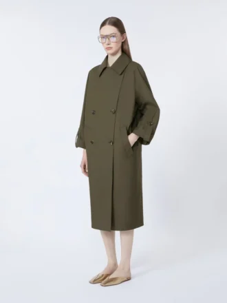 Gabardina de sarga repelente al agua con cinturón, verde