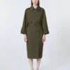 Gabardina de sarga repelente al agua con cinturón, verde Gabardina de sarga repelente al agua con cinturón, verde