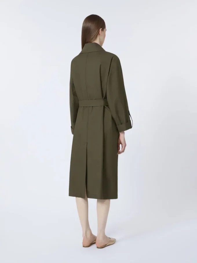 Gabardina de sarga repelente al agua con cinturón, verde Gabardina de sarga repelente al agua con cinturón, verde