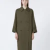 Gabardina de sarga repelente al agua con cinturón, verde Gabardina de sarga repelente al agua con cinturón, verde