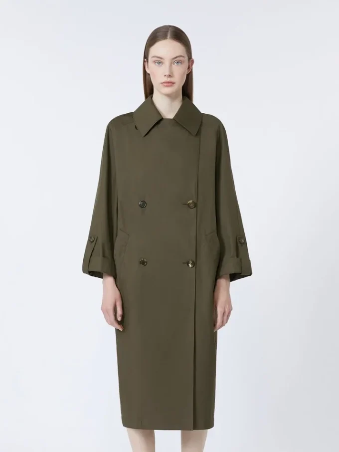 Gabardina de sarga repelente al agua con cinturón, verde Gabardina de sarga repelente al agua con cinturón, verde