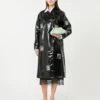 Gabardina midi con efecto vinilo, negra Gabardina midi con efecto vinilo, negra