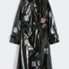 Gabardina midi con efecto vinilo, negra Gabardina midi con efecto vinilo, negra