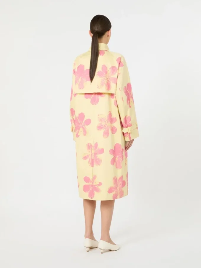 Gabardina midi en gabardina estampada repelente al agua, amarillo Gabardina midi en gabardina estampada repelente al agua, amarillo