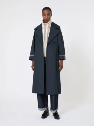 Gabardina oversize de sarga repelente al agua, azul ultramar