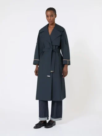 Gabardina oversize de sarga repelente al agua, azul ultramar