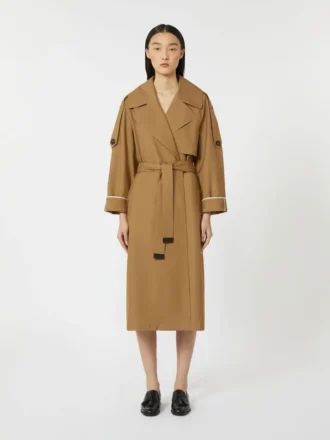 Gabardina oversize de sarga repelente al agua, marrón