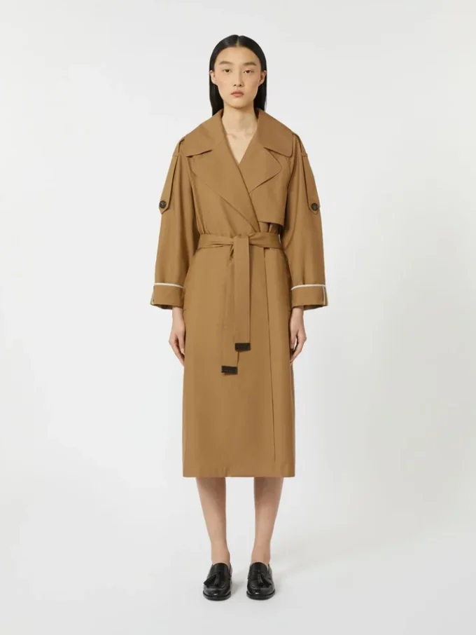 Gabardina oversize de sarga repelente al agua, marrón Gabardina oversize de sarga repelente al agua, marrón