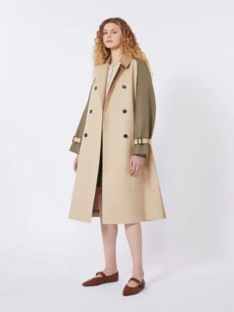 Gabardina reversible de gabardina repelente al agua, color beige