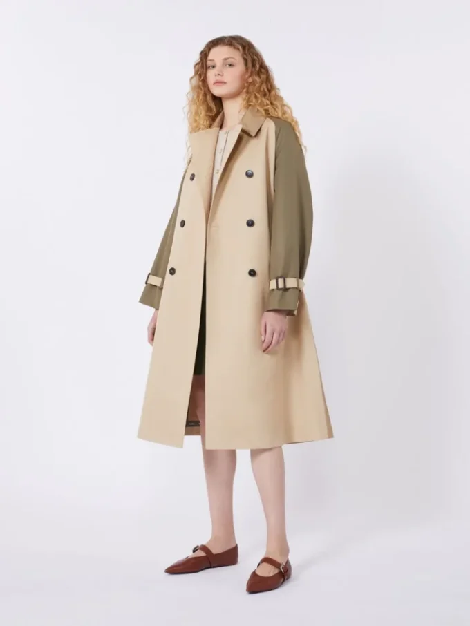 Gabardina reversible de gabardina repelente al agua, color beige Gabardina reversible de gabardina repelente al agua, color beige