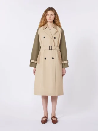 Gabardina reversible de gabardina repelente al agua, color beige
