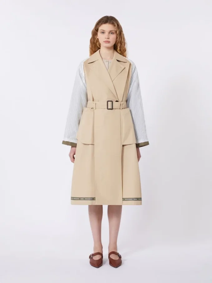 Gabardina reversible de gabardina repelente al agua, color beige Gabardina reversible de gabardina repelente al agua, color beige