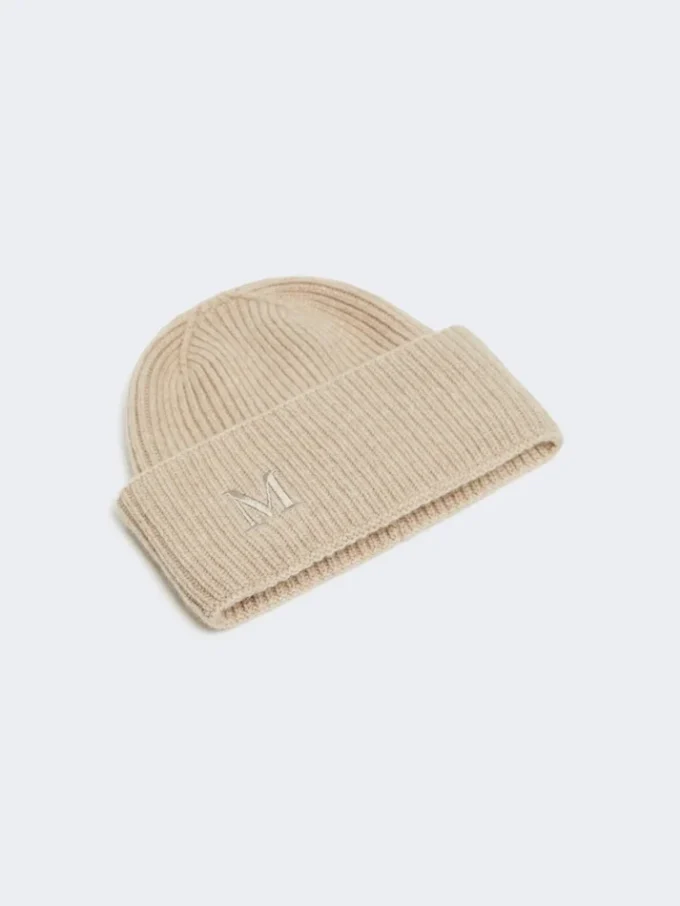 Gorro de cachemira de punto elástico, color beige Gorro de cachemira de punto elástico, color beige