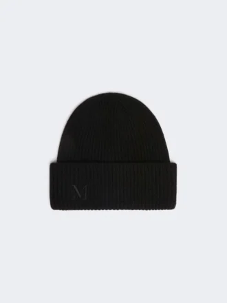 Gorro de cachemira de punto elástico, negro