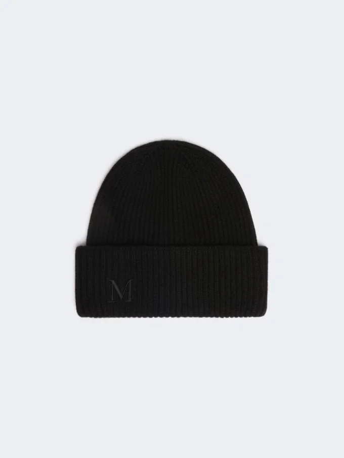 Gorro de cachemira de punto elástico, negro Gorro de cachemira de punto elástico, negro