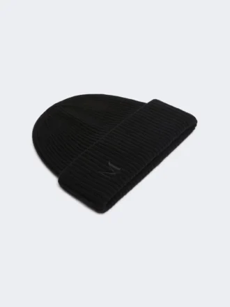Gorro de cachemira de punto elástico, negro