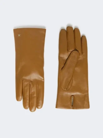 Guantes de piel napa, color tabaco