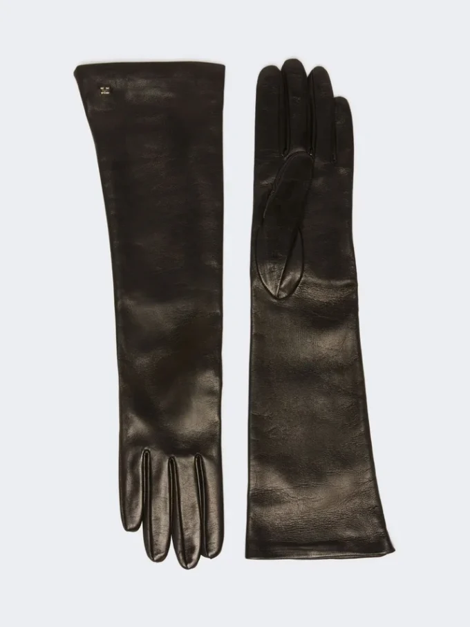 Guantes largos de piel napa, negros Guantes largos de piel napa, negros