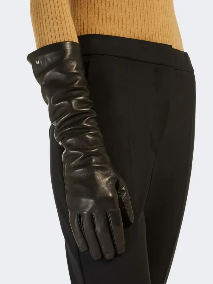 Guantes largos de piel napa, negros Guantes largos de piel napa, negros