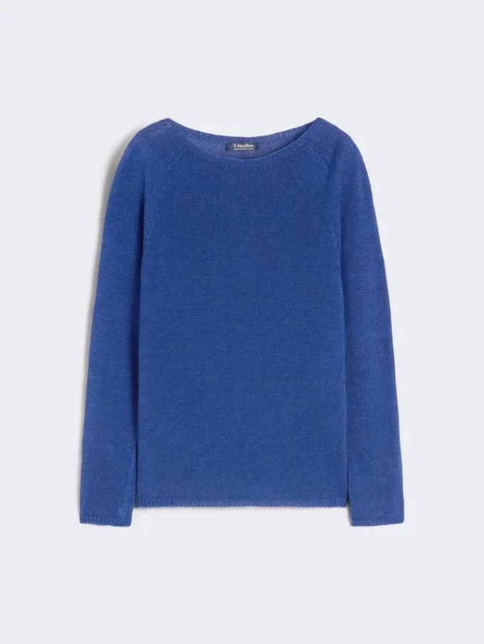 Jersey básico de hilo de lino, azul aciano