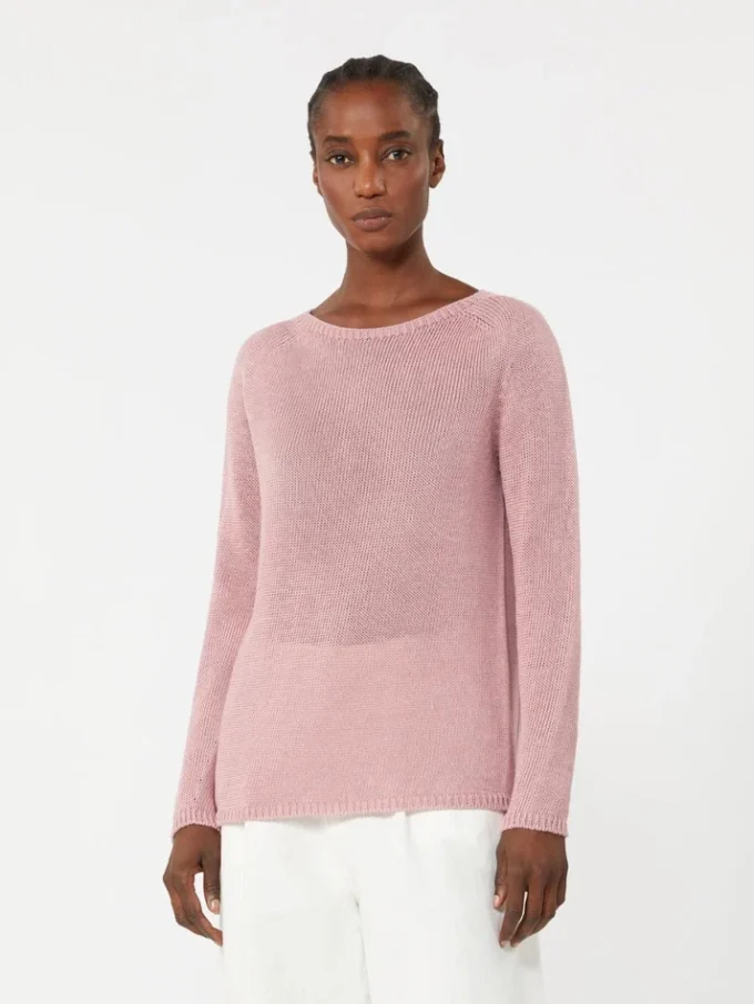 Jersey básico de hilo de lino, rosa antiguo