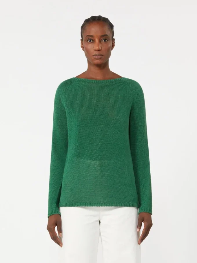 Jersey básico de hilo de lino, verde Jersey básico de hilo de lino, verde