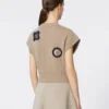 Jersey corto de lana y cachemira, color arena Jersey corto de lana y cachemira, color arena