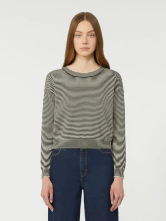 Jersey de algodón con cuello redondo, azul marino