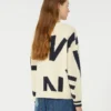 Jersey de algodón estampado con cuello redondo, azul marino
