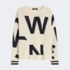 Jersey de algodón estampado con cuello redondo, azul marino