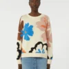 Jersey de algodón estampado con cuello redondo, multicolor Jersey de algodón estampado con cuello redondo, multicolor