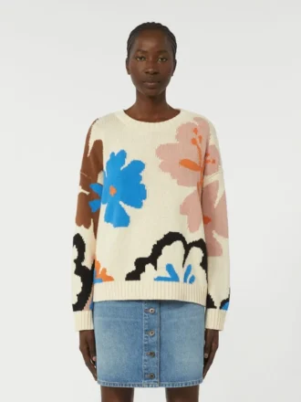 Jersey de algodón estampado con cuello redondo, multicolor