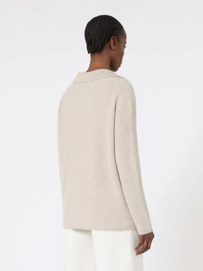 Jersey de cachemira acanalado, beige Jersey de cachemira acanalado, beige
