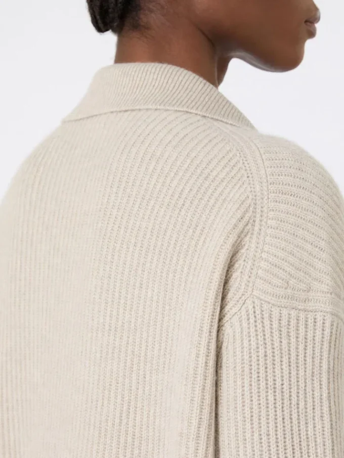 Jersey de cachemira acanalado, beige Jersey de cachemira acanalado, beige