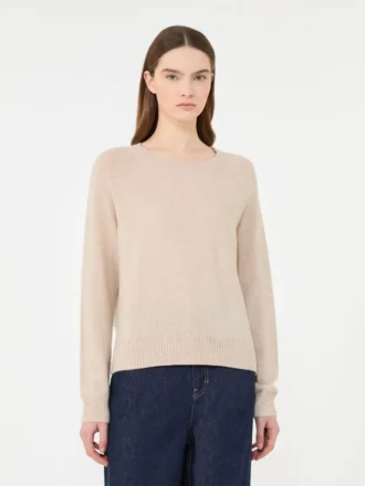 Jersey de cachemira con cuello redondo, color arena