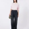 Jersey de cachemira con cuello redondo, rosa