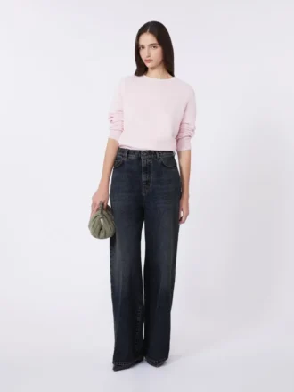 Jersey de cachemira con cuello redondo, rosa
