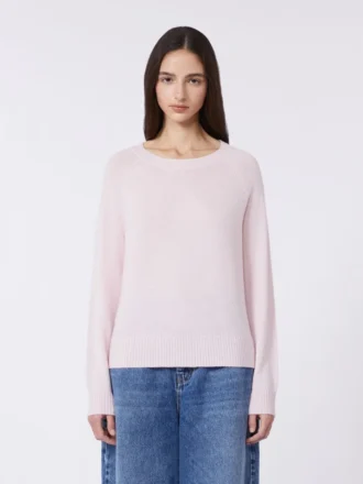 Jersey de cachemira con cuello redondo, rosa
