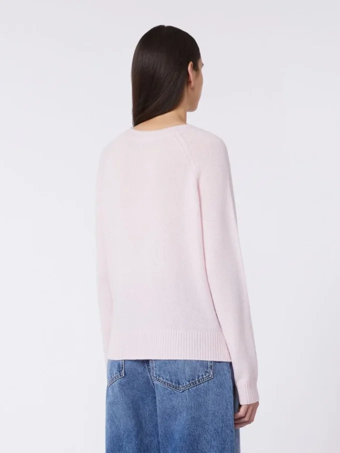 Jersey de cachemira con cuello redondo, rosa