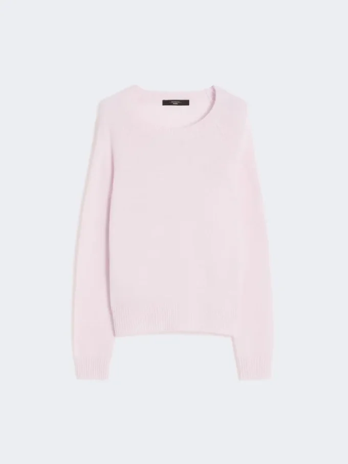 Jersey de cachemira con cuello redondo, rosa