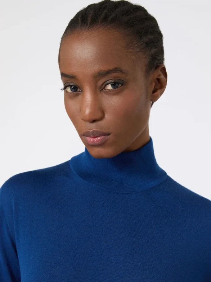 Jersey de cuello alto de lana de punto jersey, azul china Jersey de cuello alto de lana de punto jersey, azul china