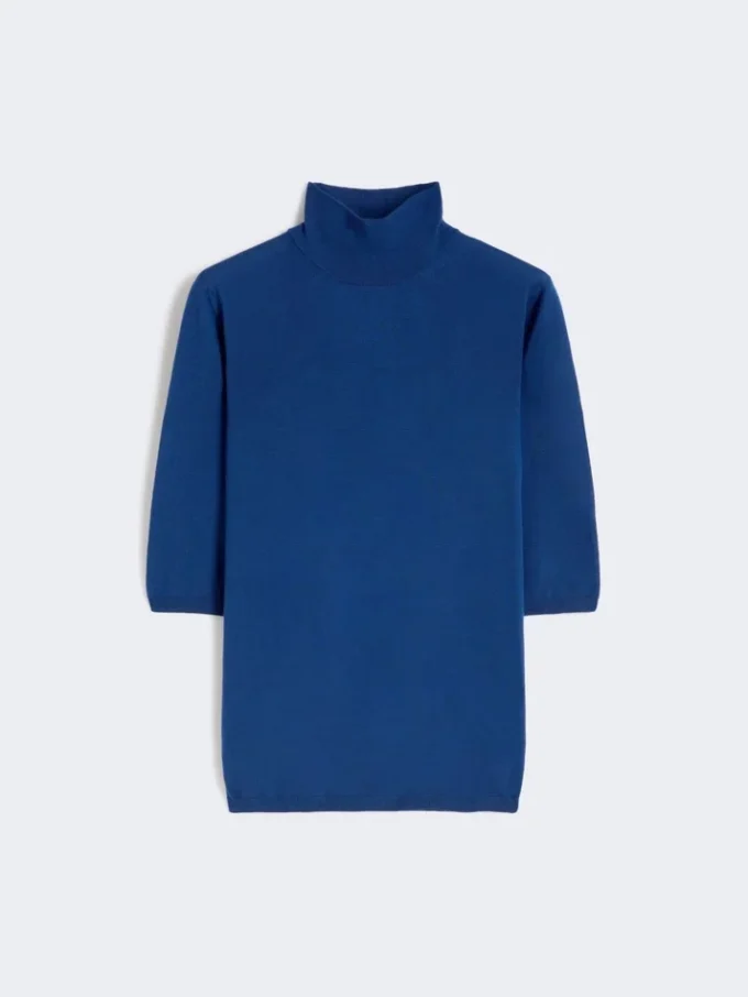 Jersey de cuello alto de lana de punto jersey, azul china Jersey de cuello alto de lana de punto jersey, azul china