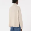 Jersey de cuello alto de lana y cachemira de corte holgado, blanco Jersey de cuello alto de lana y cachemira de corte holgado, blanco