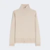 Jersey de cuello alto de lana y cachemira de corte holgado, blanco Jersey de cuello alto de lana y cachemira de corte holgado, blanco