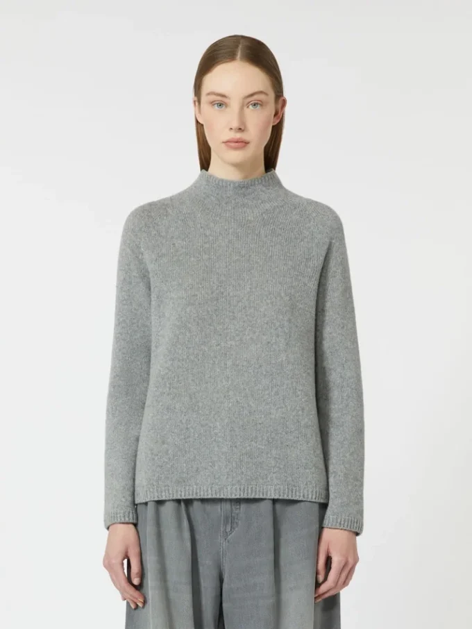 Jersey de cuello alto de lana y cachemira, gris medio Jersey de cuello alto de lana y cachemira, gris medio